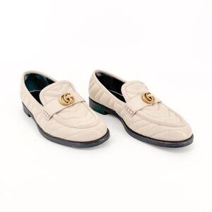 Gucci Marmont GG Matelasse Loafer EU 36.5 US 6.5 White Quilted Chevron Leather